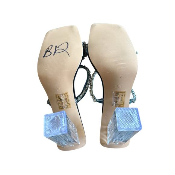 Azalea Wang Olivia Chunky Clear Block Lucite Type Heel Rhinestones size 8.5 - Picture 4 of 8